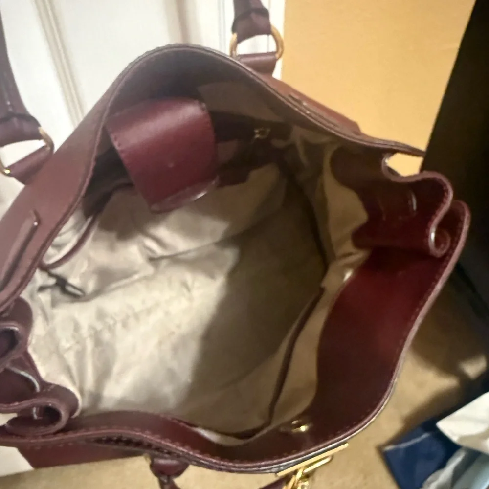 Micheal Kors - Wine  Large Saffiano Leather Tote & matching wallet bundle!